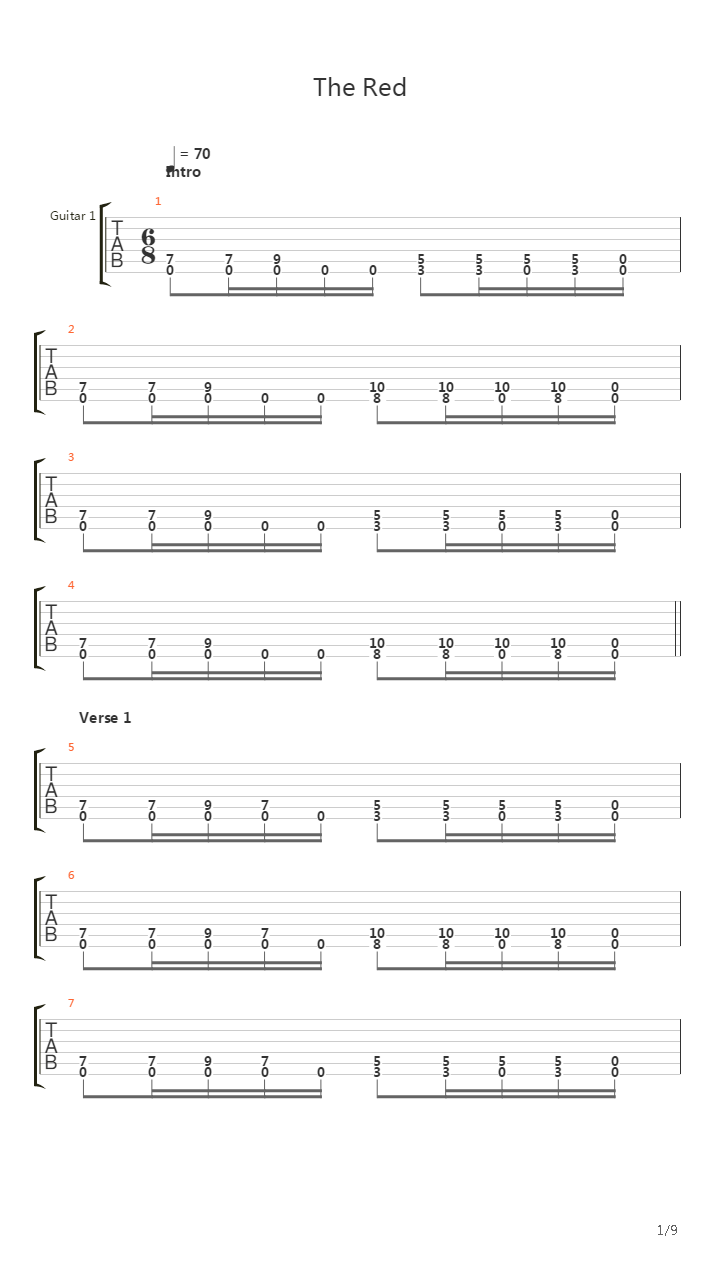 The Red吉他谱