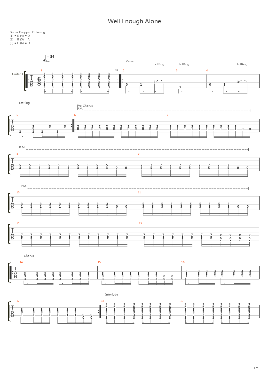 Well Enough Alone吉他谱