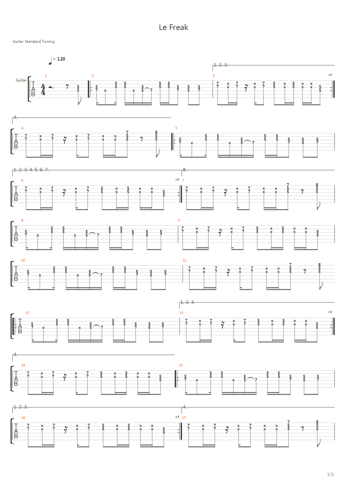 Le Freak吉他谱
