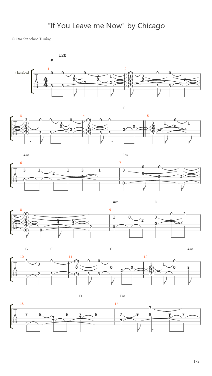If You Leave Me Now吉他谱
