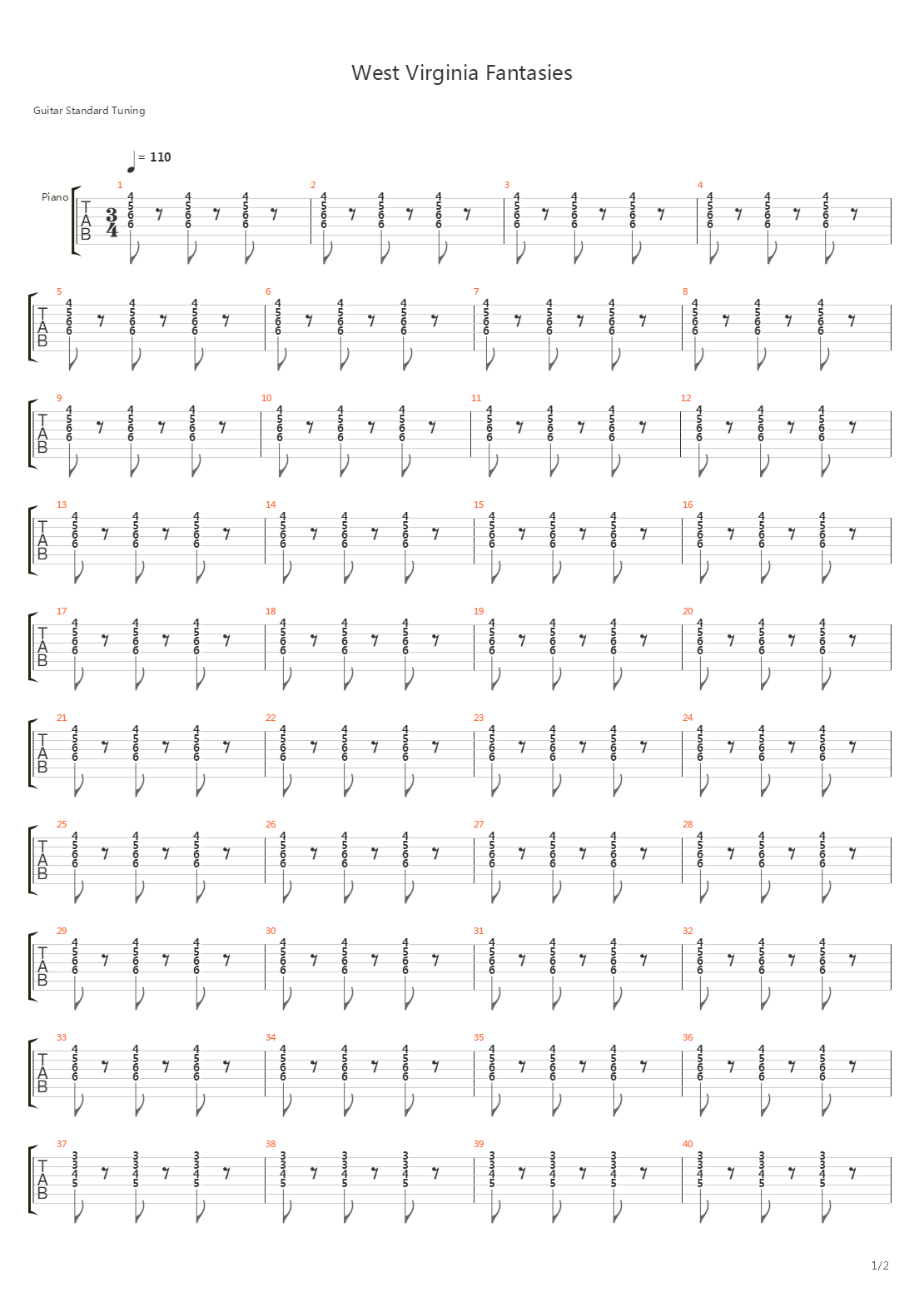 West Virginia Fantasies吉他谱