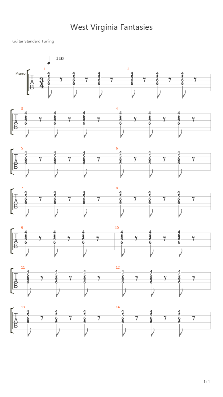 West Virginia Fantasies吉他谱