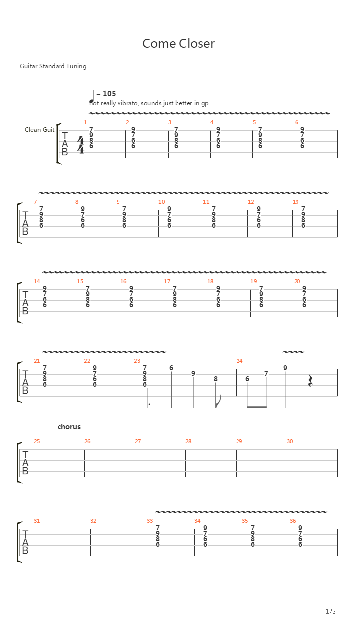 Come Closer吉他谱