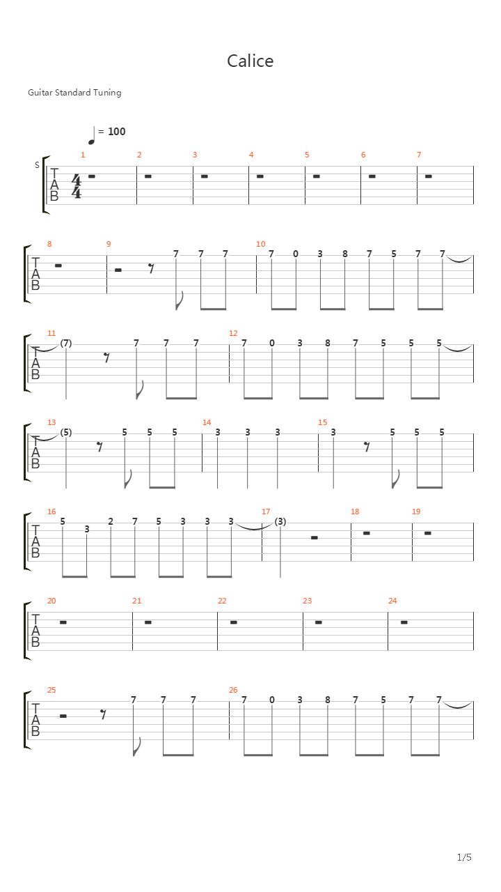 Calice吉他谱