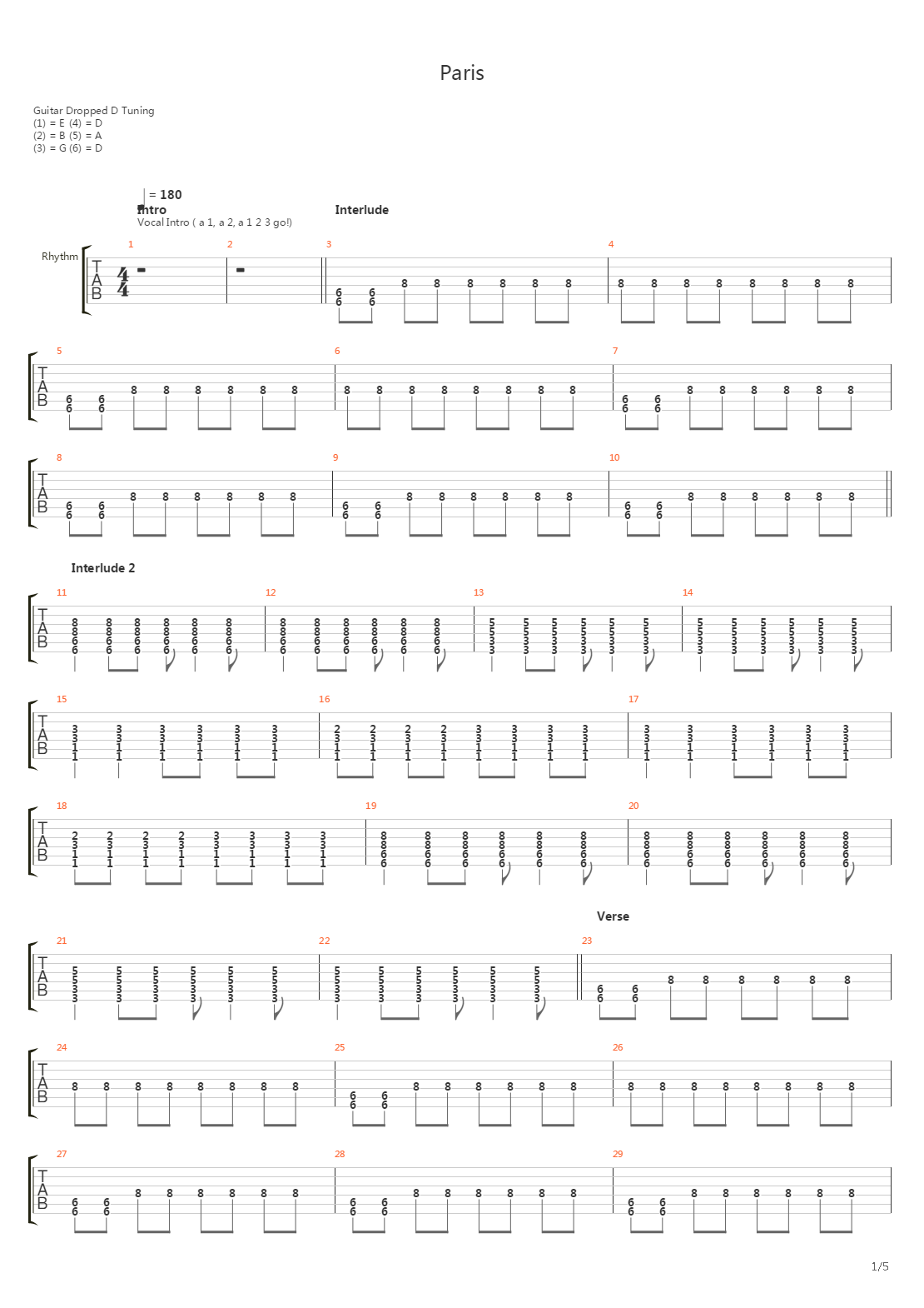 Paris吉他谱