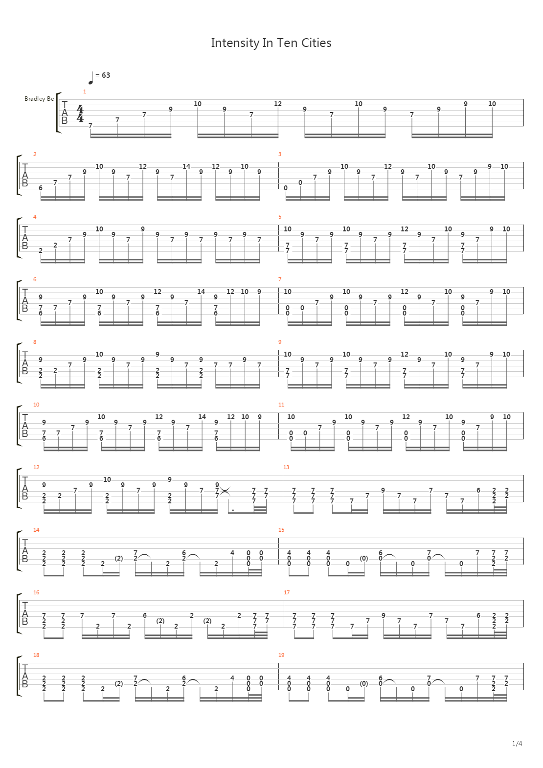 Intensity In Ten Cities吉他谱