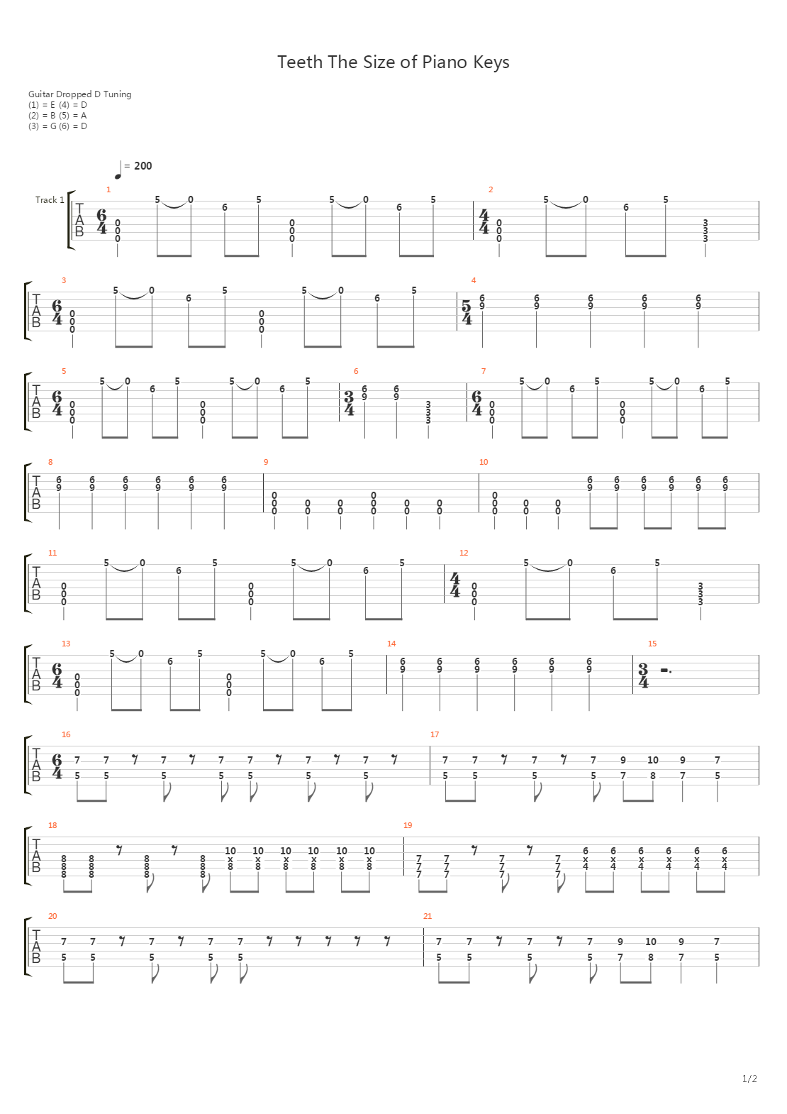 Teeth The Size Of Piano Keys吉他谱