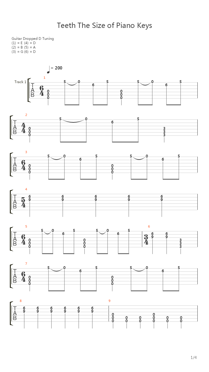 Teeth The Size Of Piano Keys吉他谱