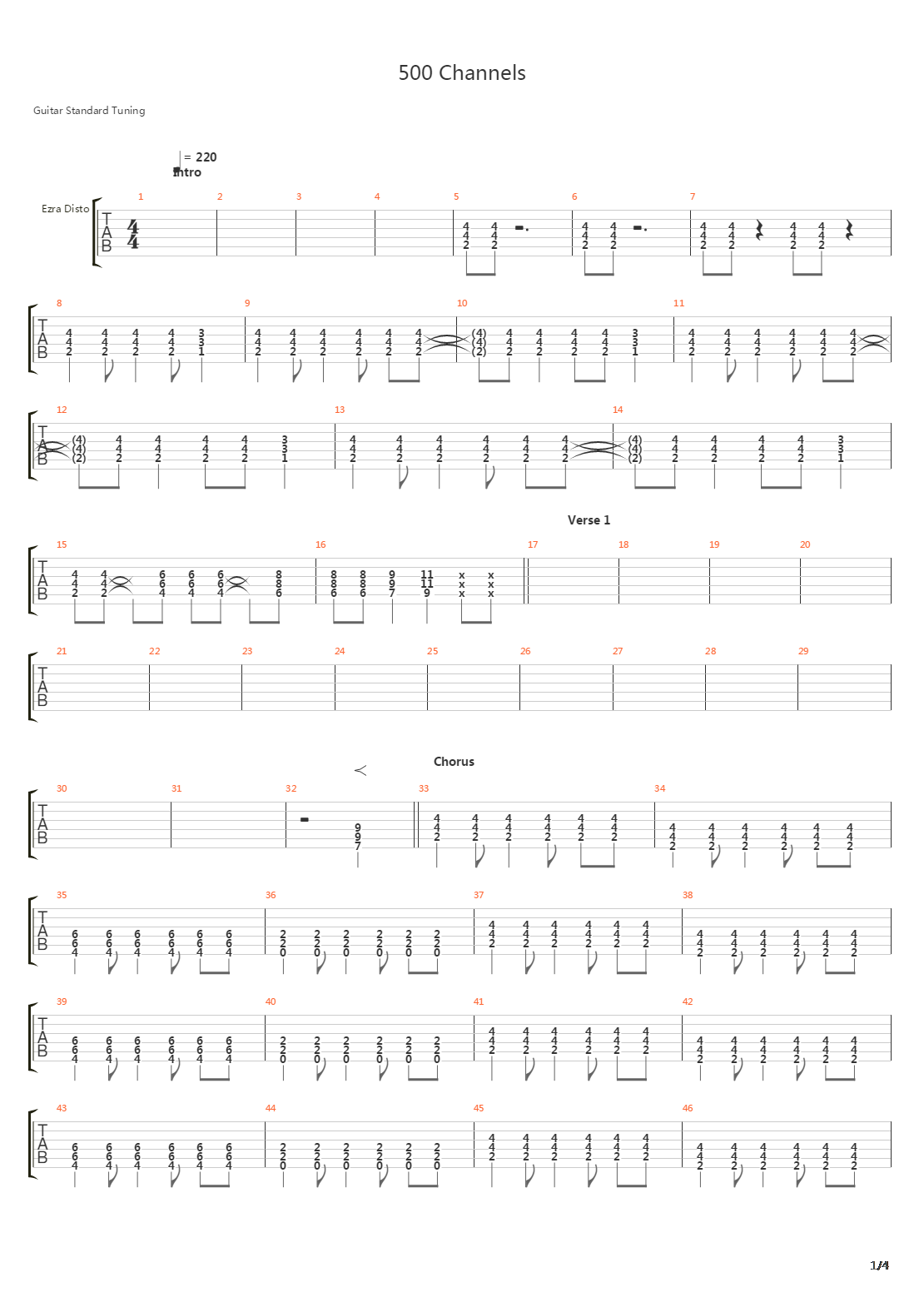 500 Channels吉他谱