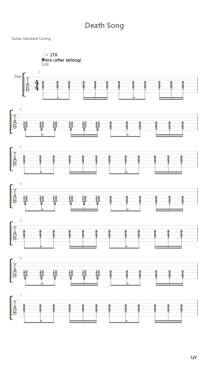Death Song吉他谱