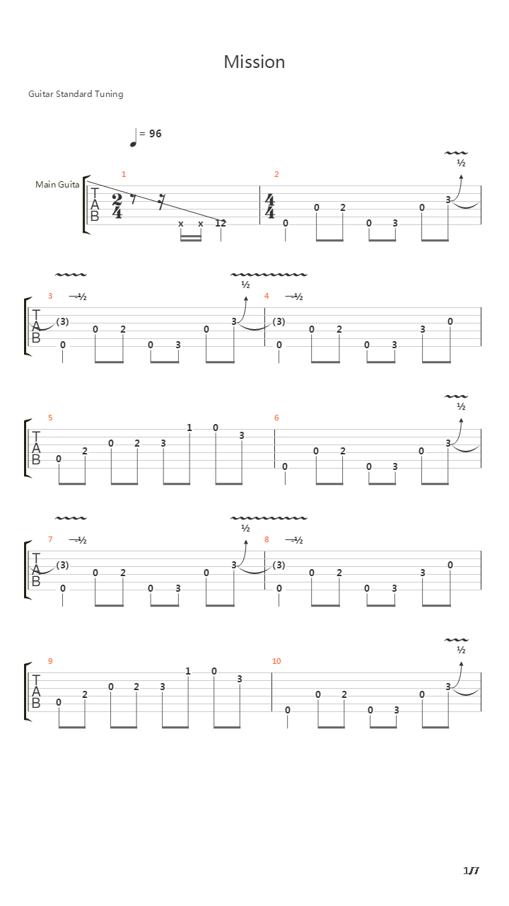 Mission吉他谱