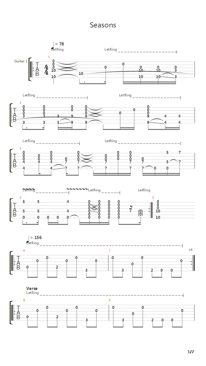 Seasons吉他谱