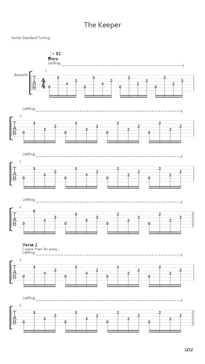 The Keeper吉他谱