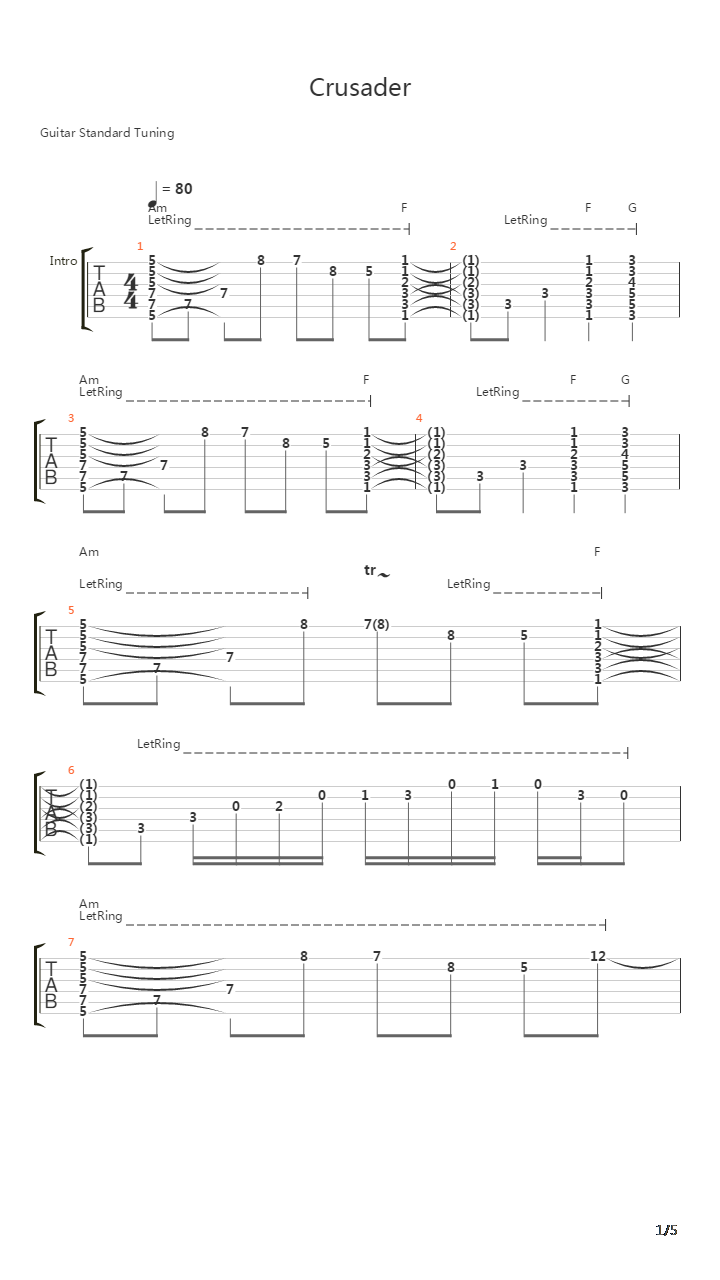 Crusader吉他谱