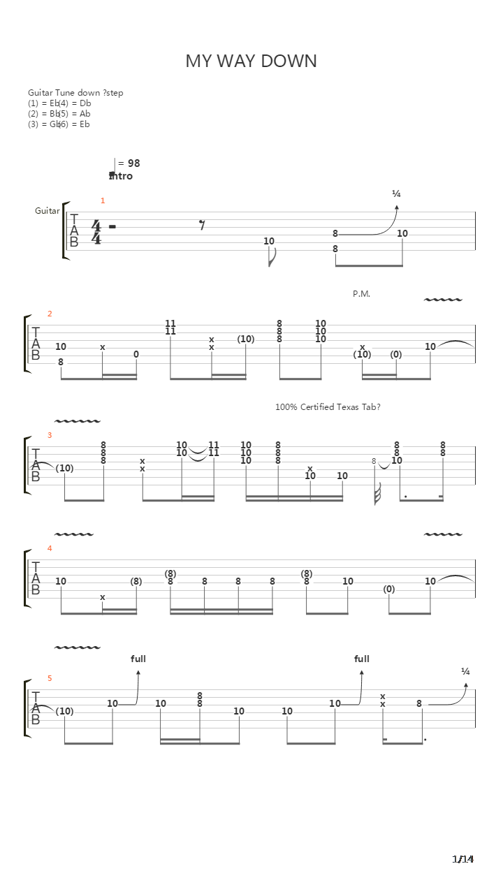 My Way Down吉他谱