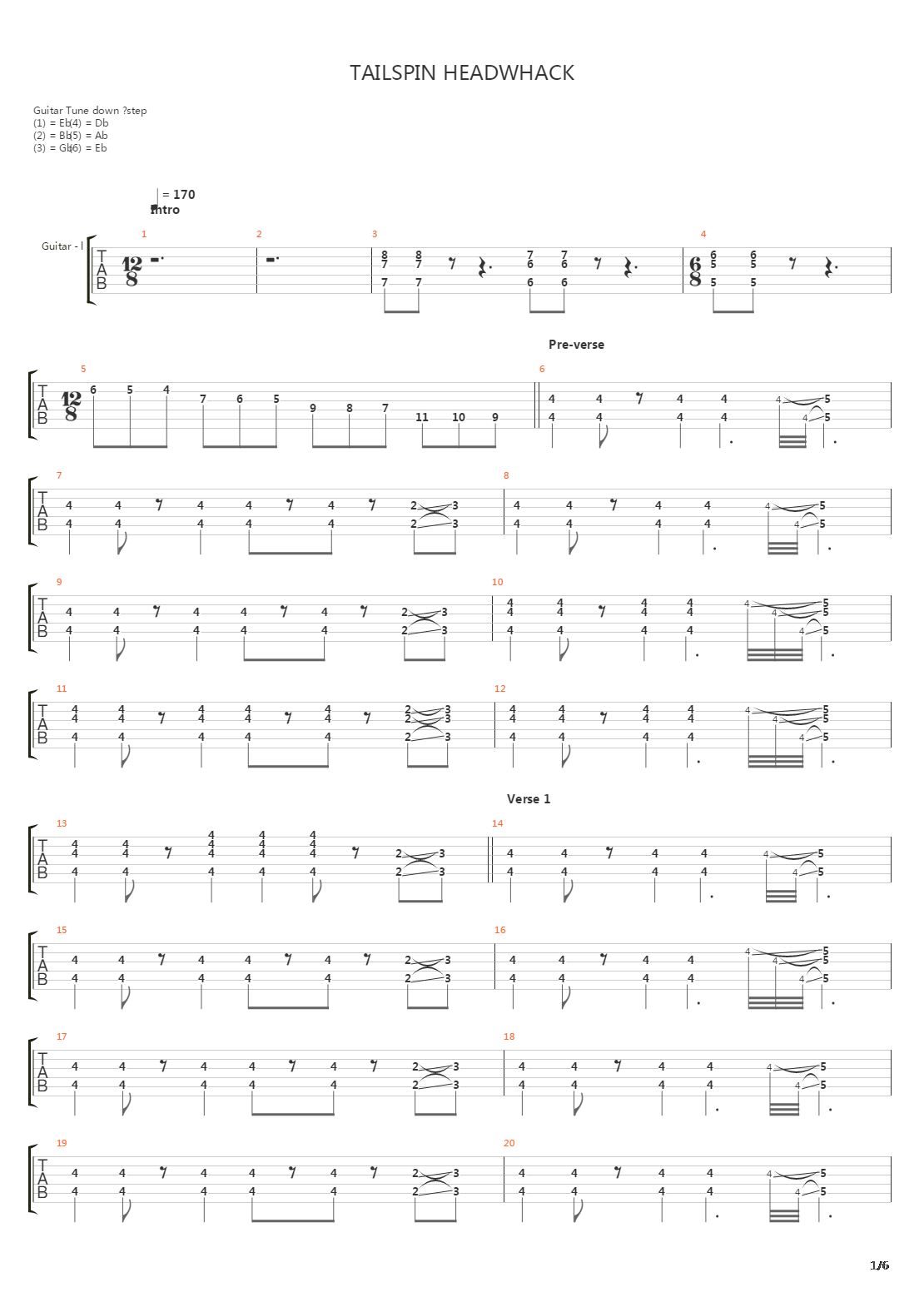 Tailspin Headwhack吉他谱