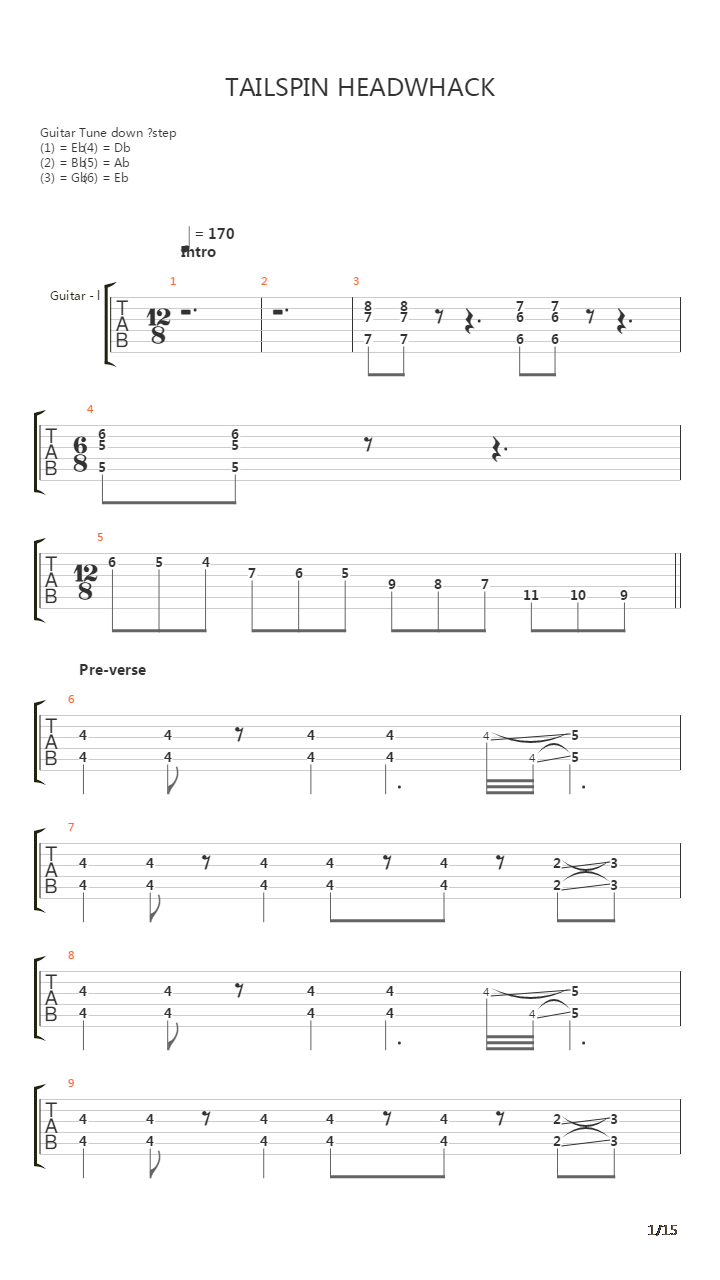 Tailspin Headwhack吉他谱