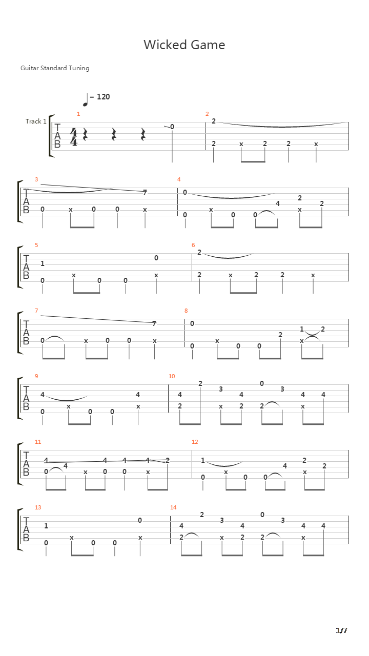 Wicked Game Fingerstyle吉他谱