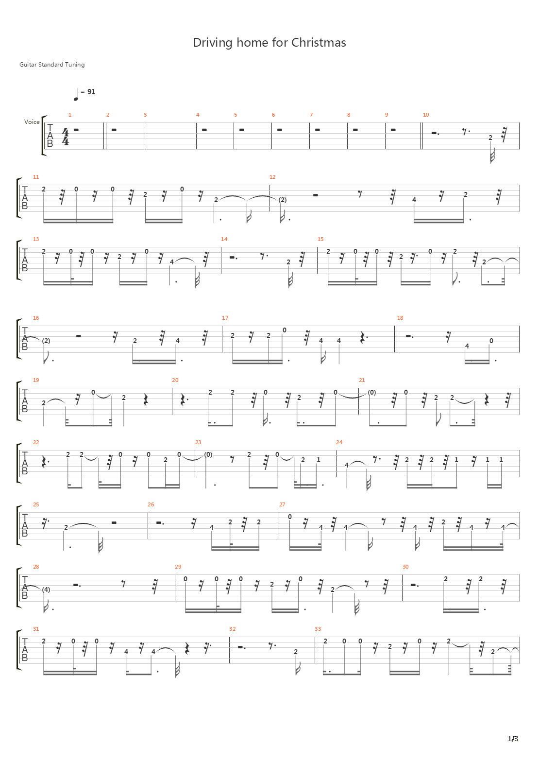 Driving Home For Christmas吉他谱