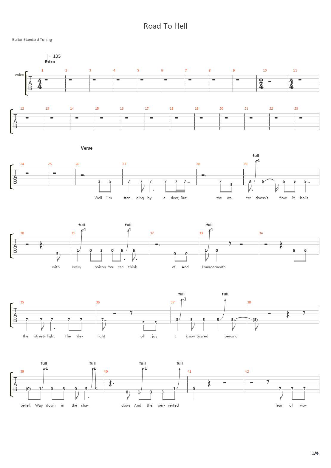 Road To Hell吉他谱