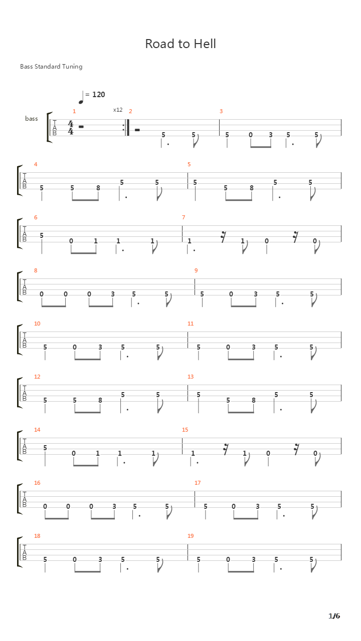 Road To Hell吉他谱