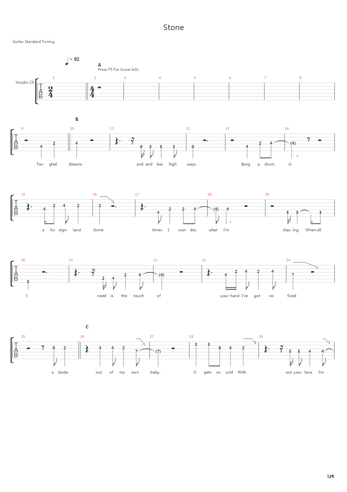 Stone吉他谱