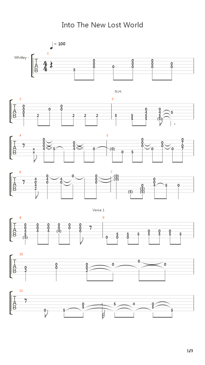 Into The New Lost World吉他谱