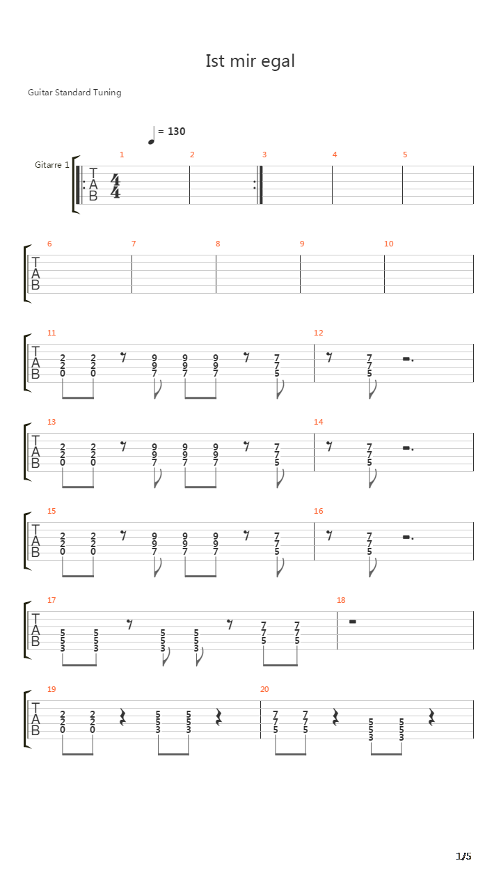 Ist Mir Egal吉他谱