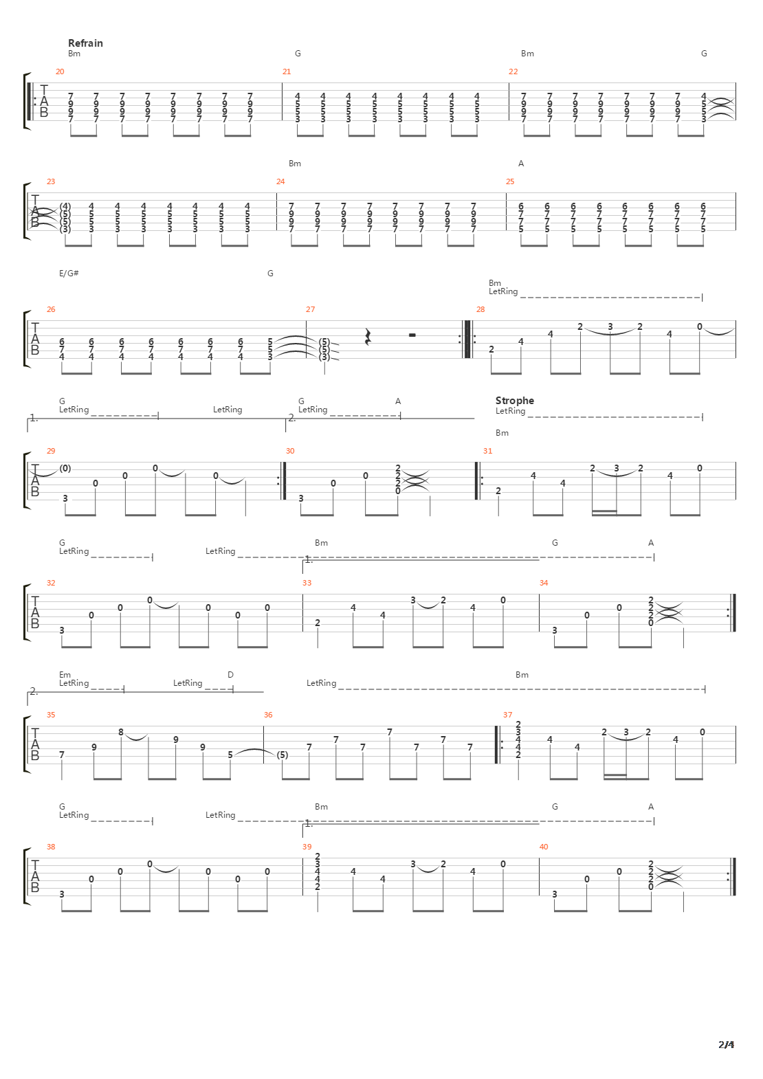 Nie Genug吉他谱