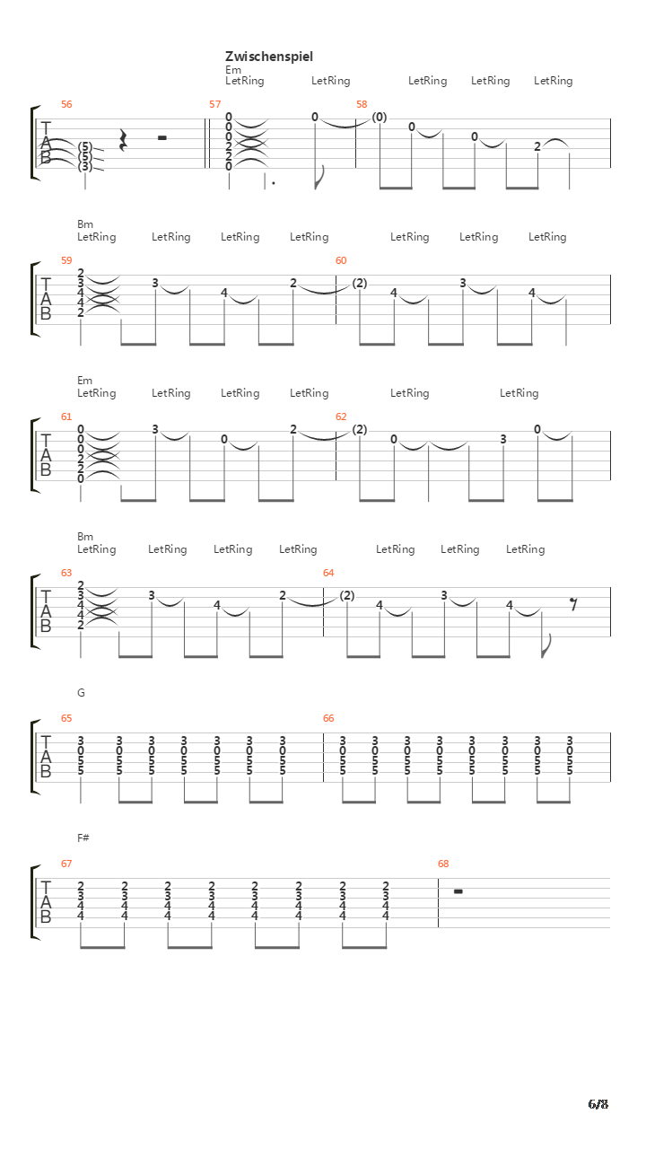 Nie Genug吉他谱