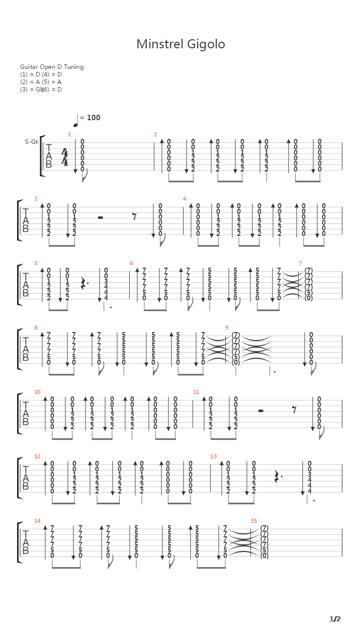 Minstrel Gigolo吉他谱