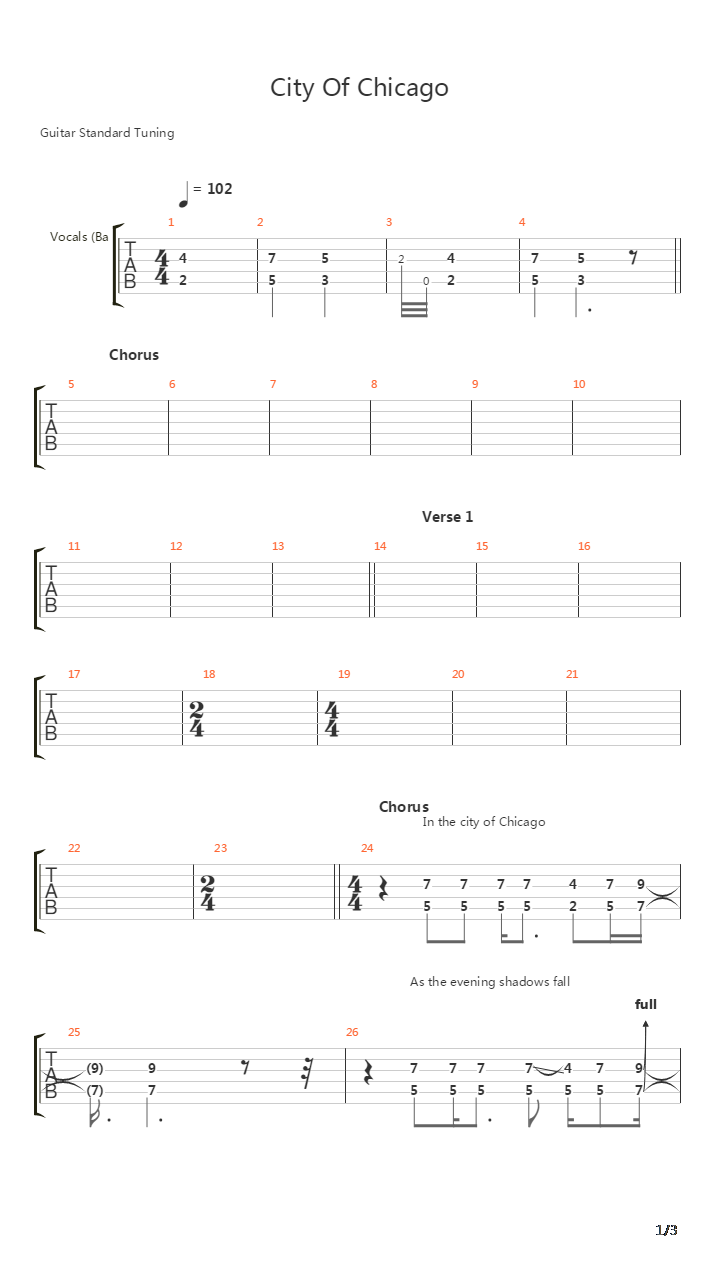 City Of Chicago吉他谱