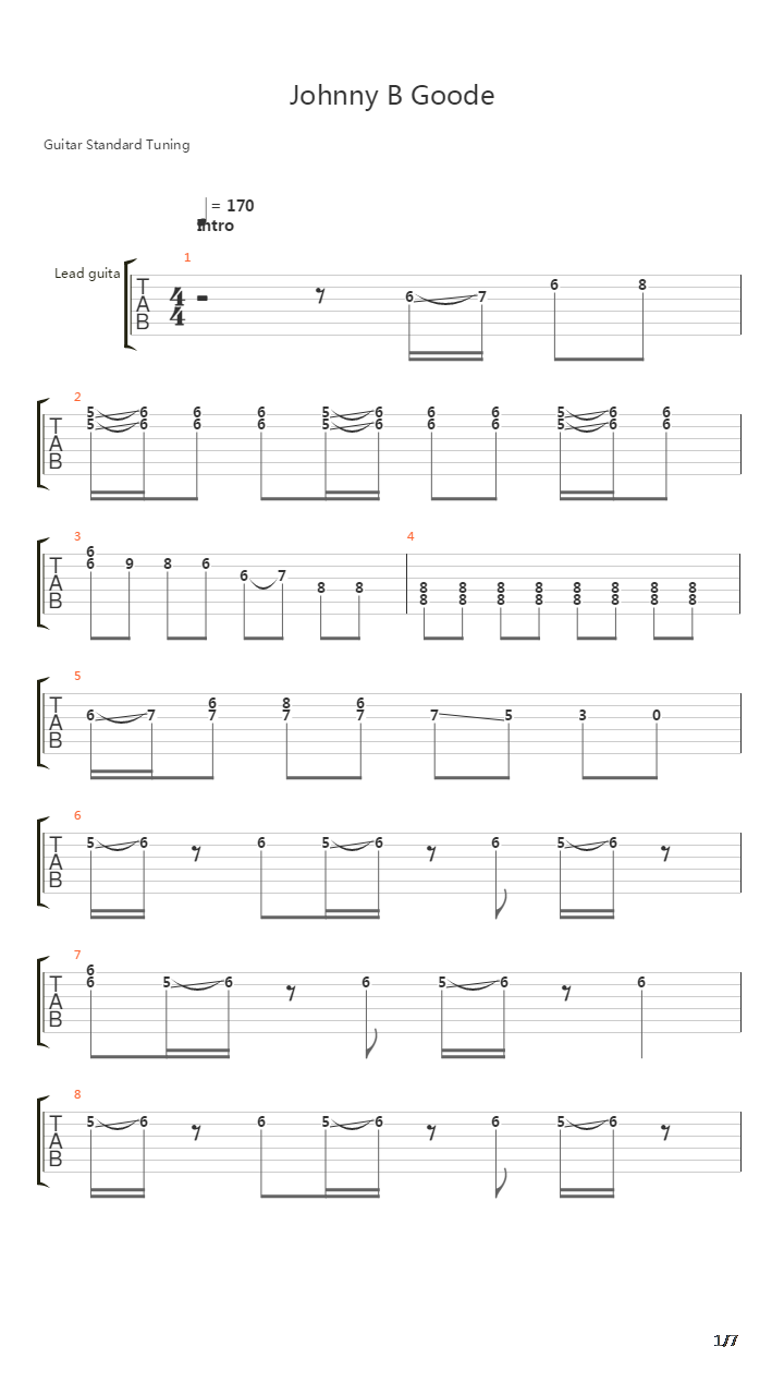Johnny B Goode吉他谱
