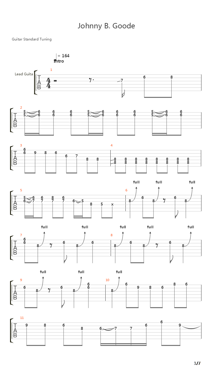 Johnny B Goode吉他谱