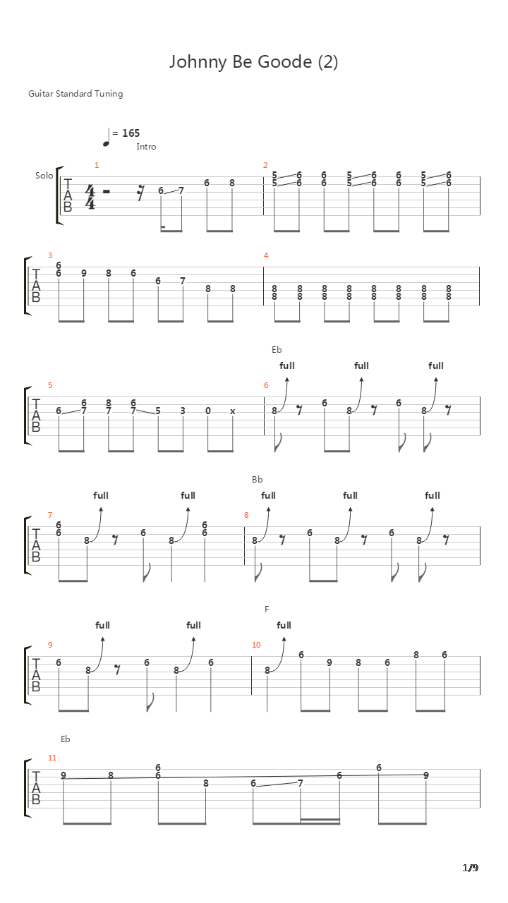 Johnny B Goode吉他谱