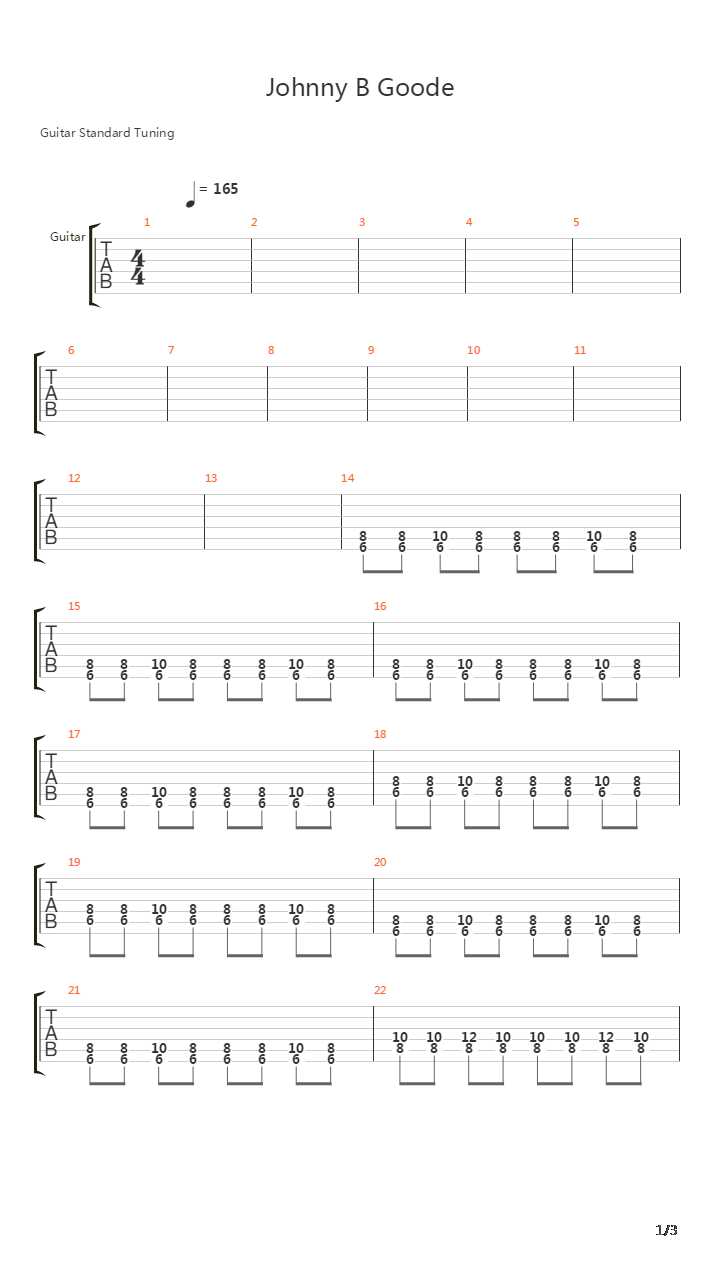 Johnny B Goode吉他谱