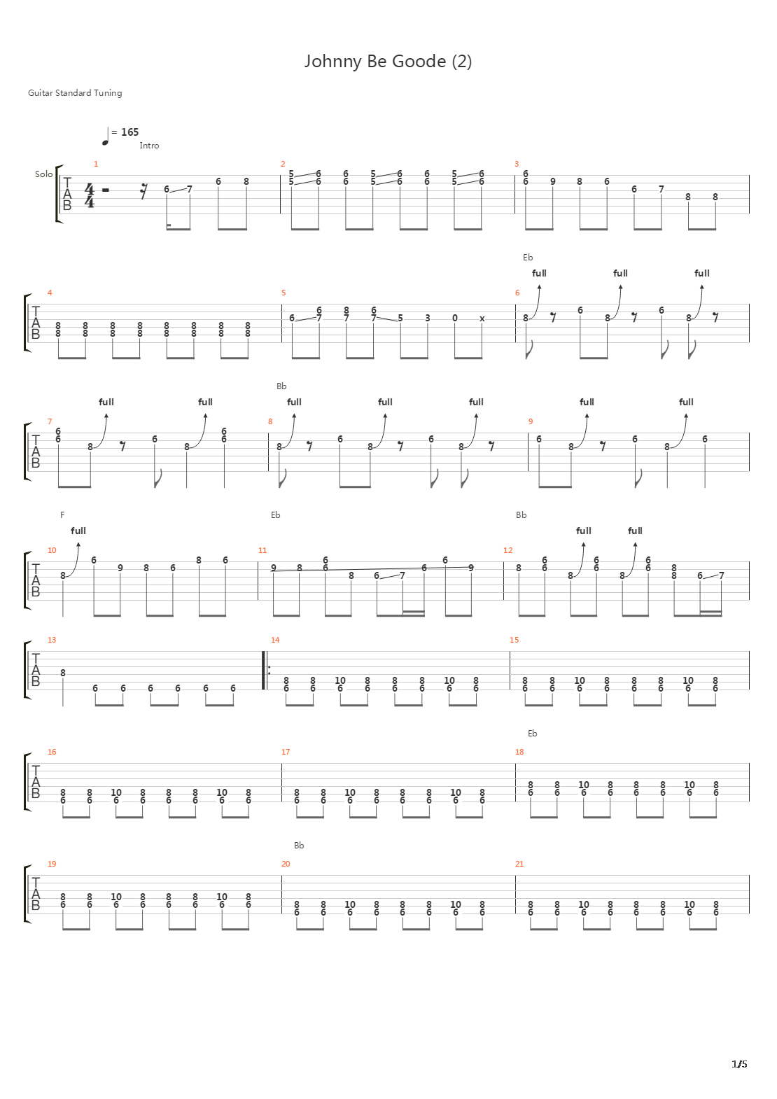 Johnny Be Goode吉他谱