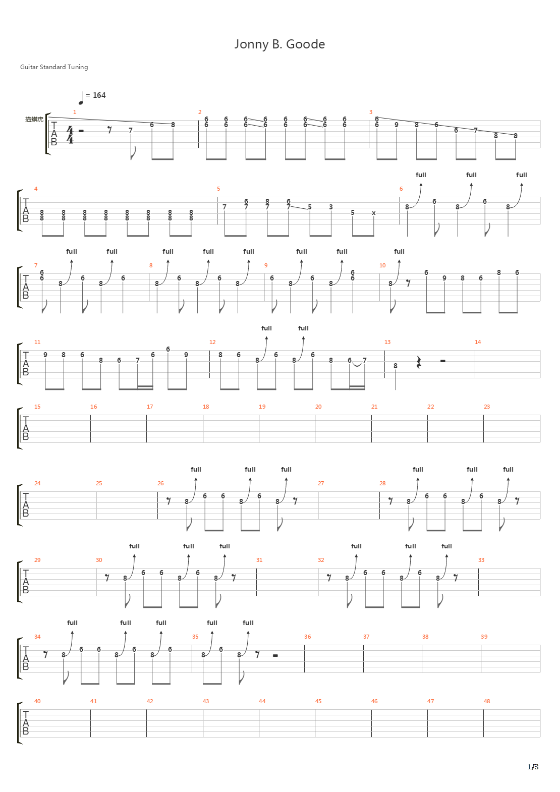 Jonny B Goode吉他谱