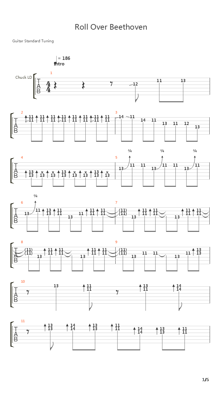 Roll Over Beethoven吉他谱