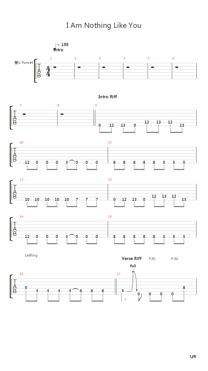 I Am Nothing Like You吉他谱