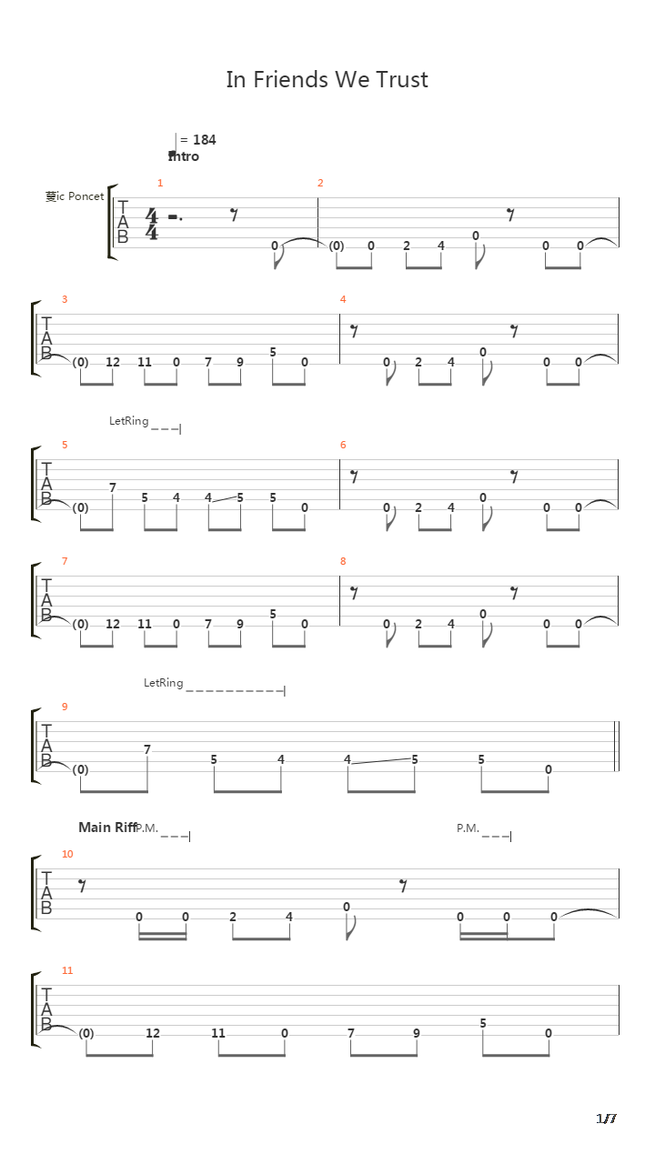 In Friends We Trust吉他谱