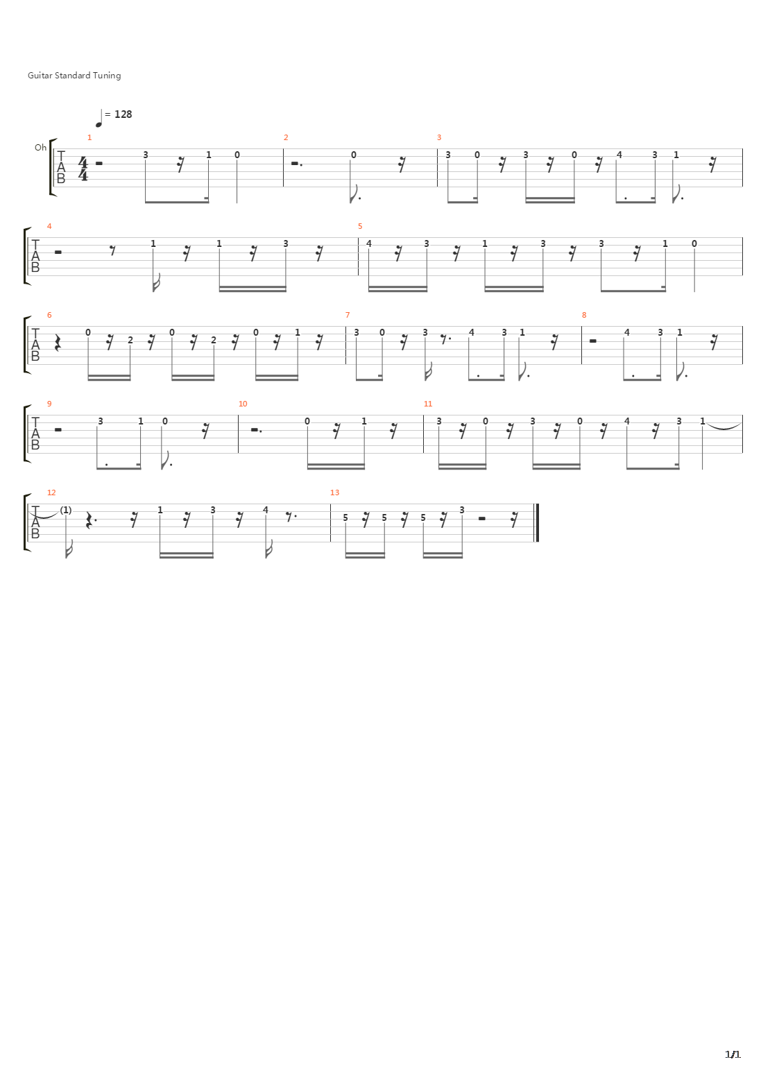 Oh吉他谱