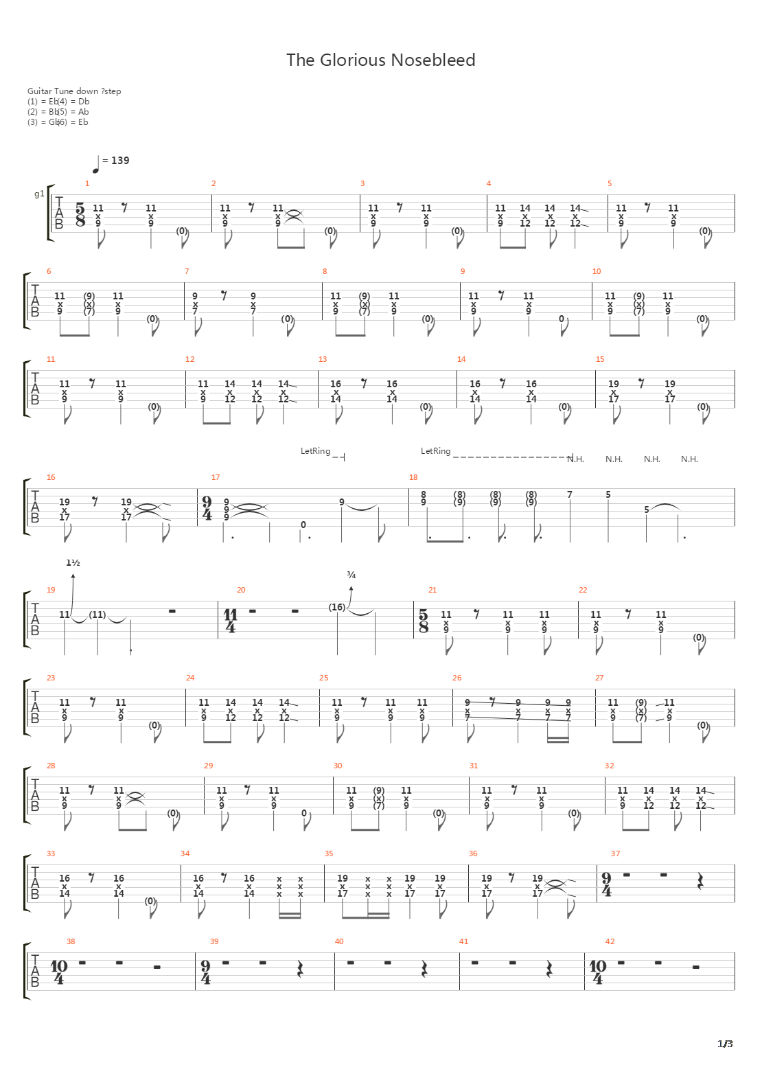 Glorious Nosebleed吉他谱