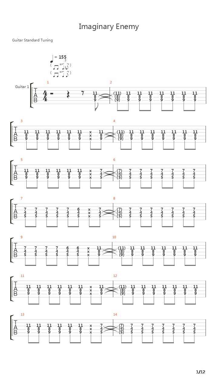 Imaginary Enemy吉他谱