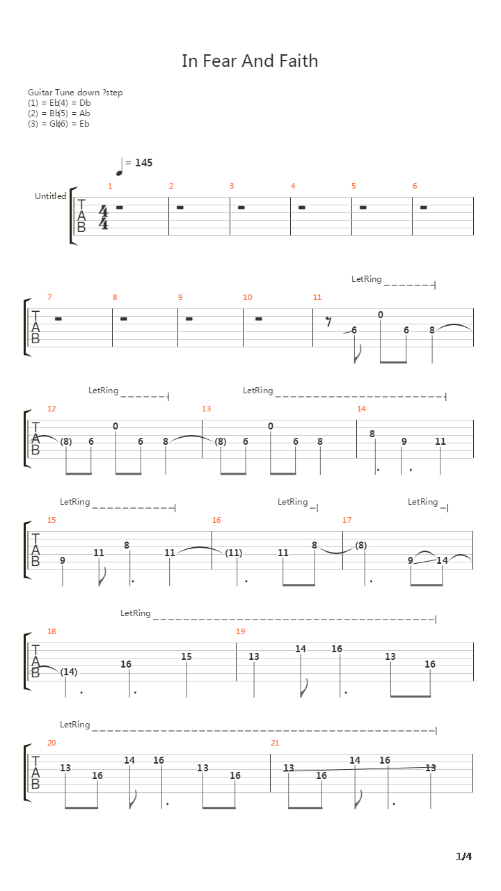 In Fear And Faith吉他谱