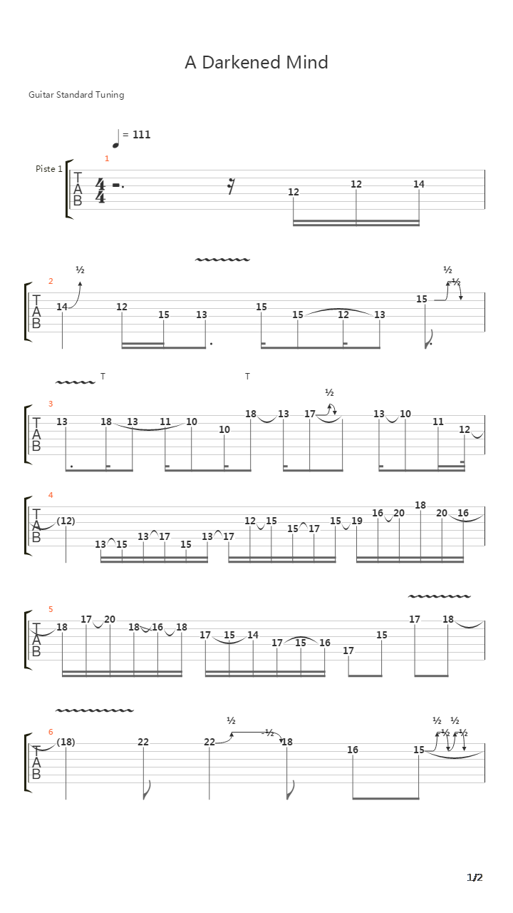 A Darkened Mind吉他谱