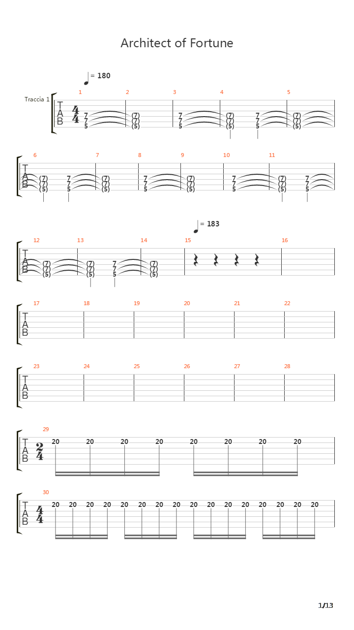 Architect Of Fortune吉他谱