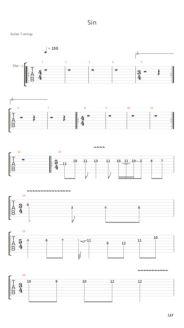 Sin吉他谱