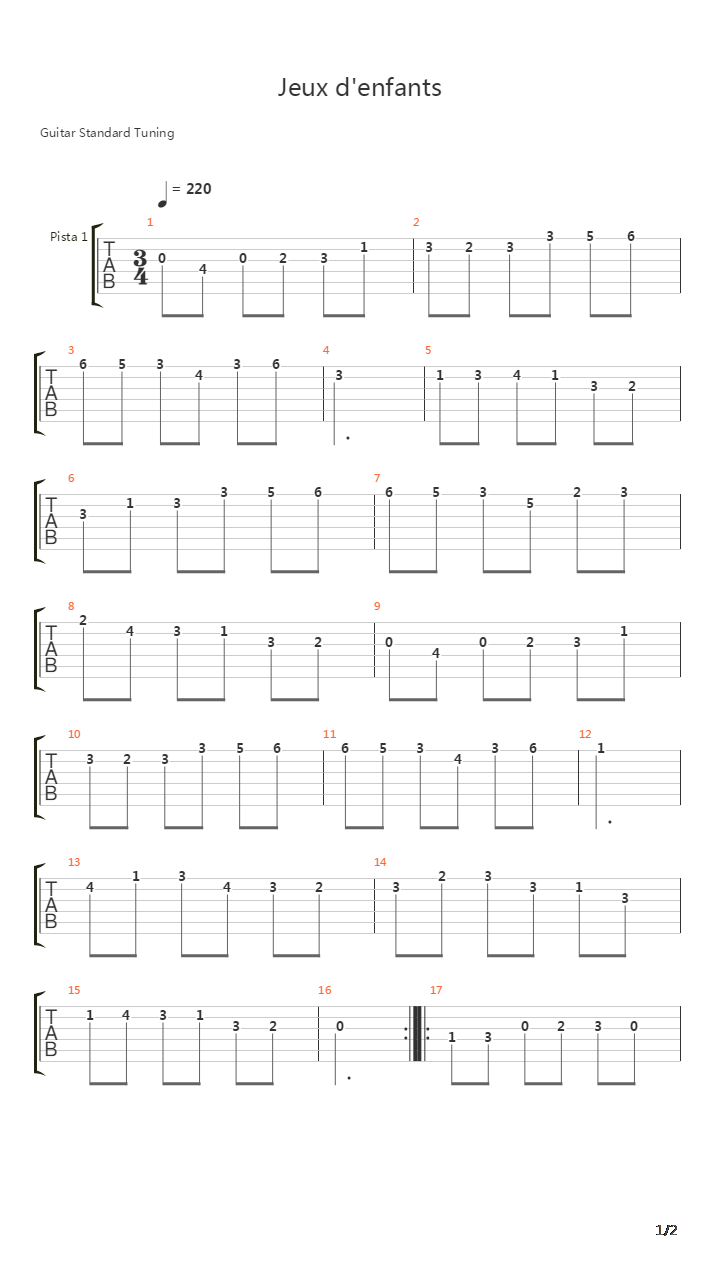 Jeux Denfants吉他谱