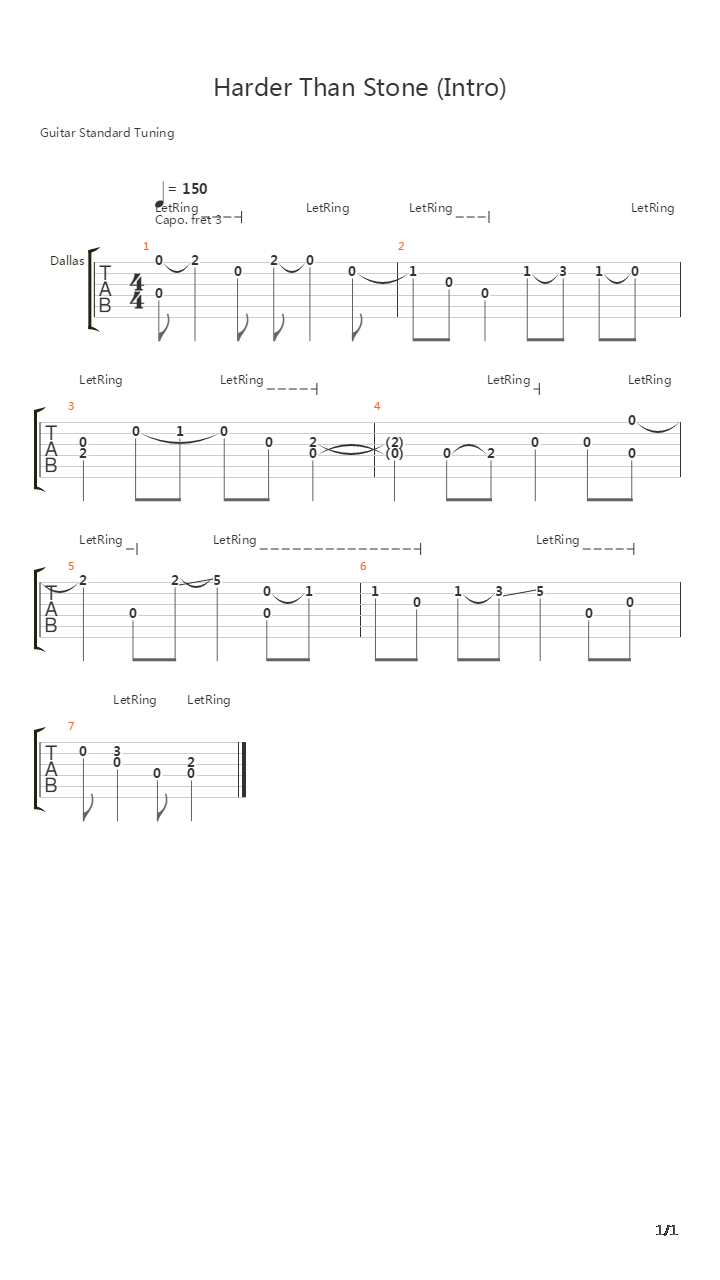 Harder Than Stone吉他谱